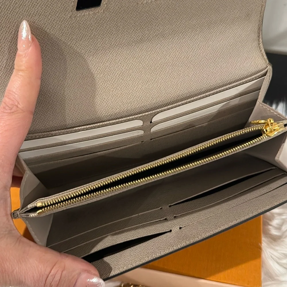 Louis Vuitton Beige Epi Leather Wallet with Gold LV Logo